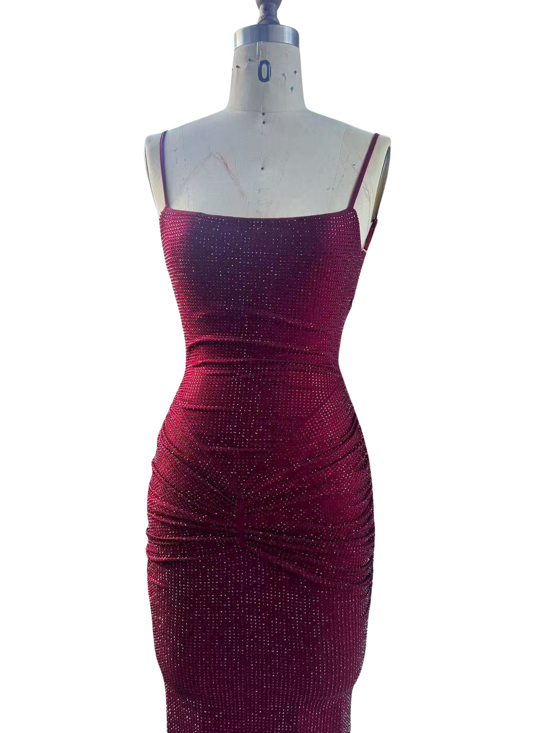Fitted maxi dress with sparkling sequins and ruching - DIAN