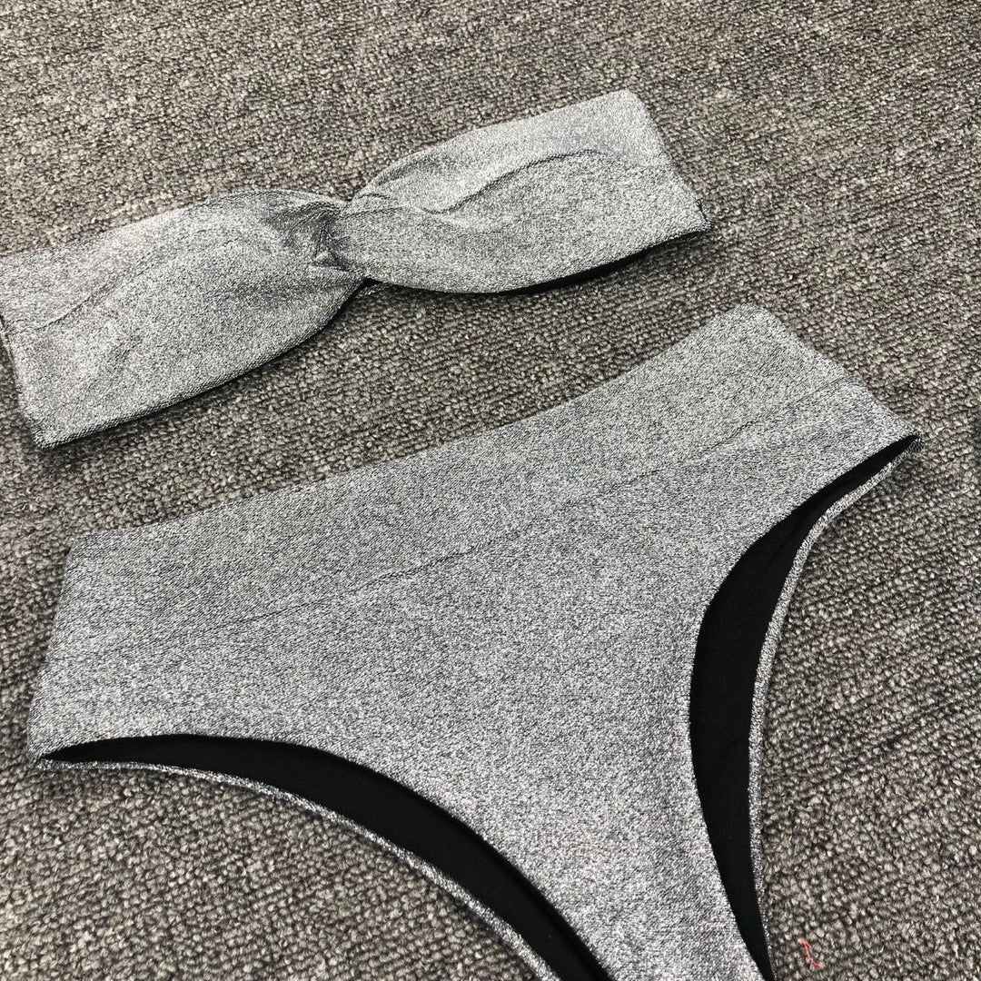 Strapless Glitter Bikini with High-Cut Brazilian Bottom - Emily