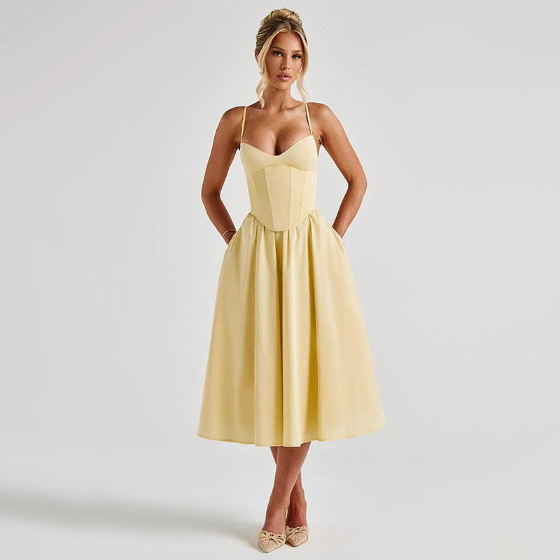 Midi Dress with A-Line and Classic Design - Nataly