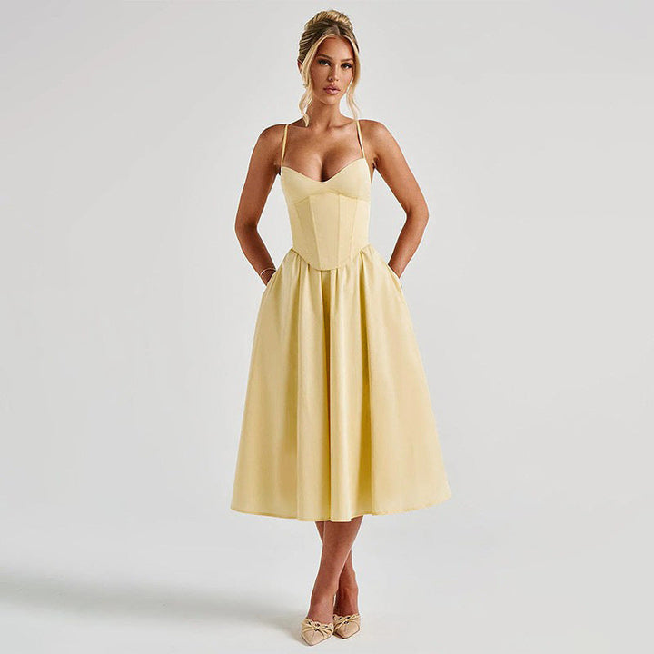 Midi Dress with A-Line and Classic Design - Nataly