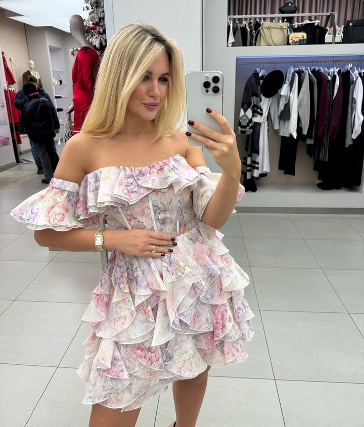 Floral Off-Shoulder Ruffled Mini Dress - Lisa
