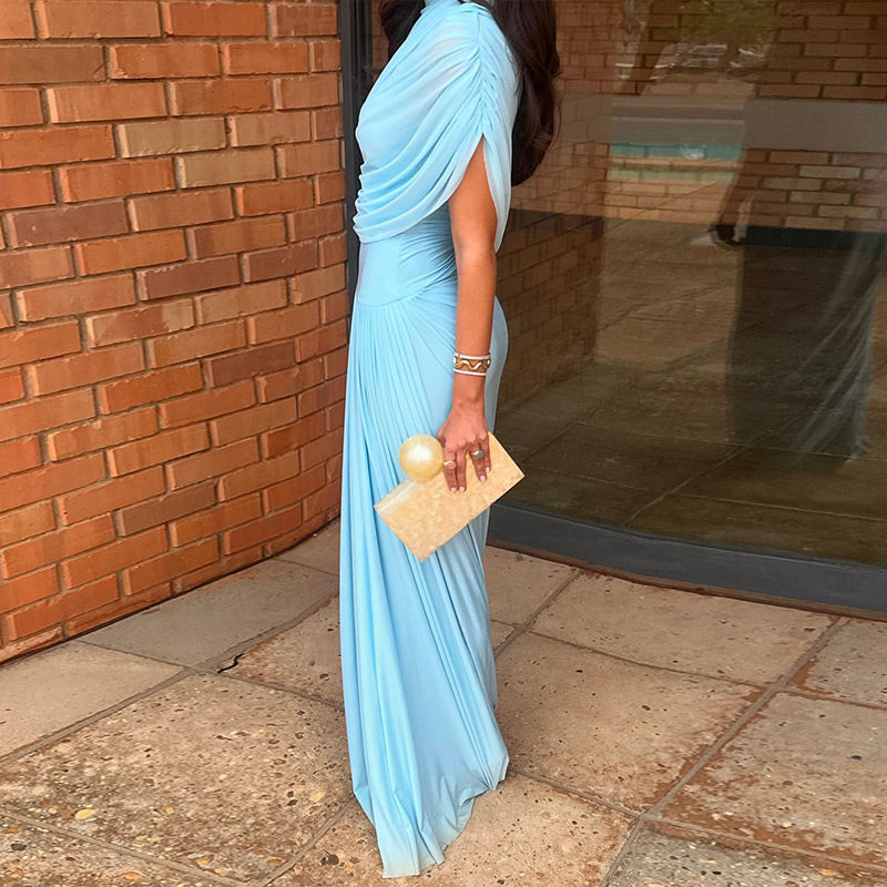 Luxurious Maxi Dress with Pleated Design - Amanda