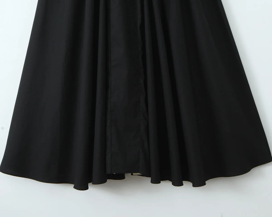 Midi A-line Dress with Neck Tie and Open Back - Makenna