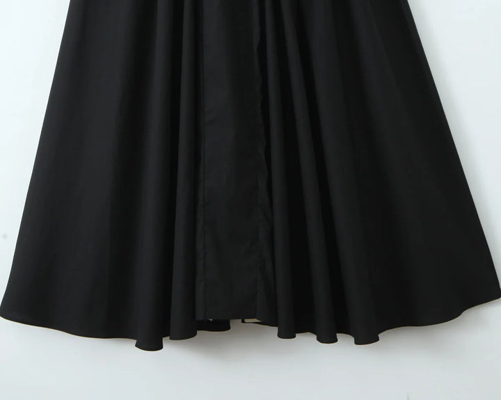 Midi A-line Dress with Neck Tie and Open Back - Makenna