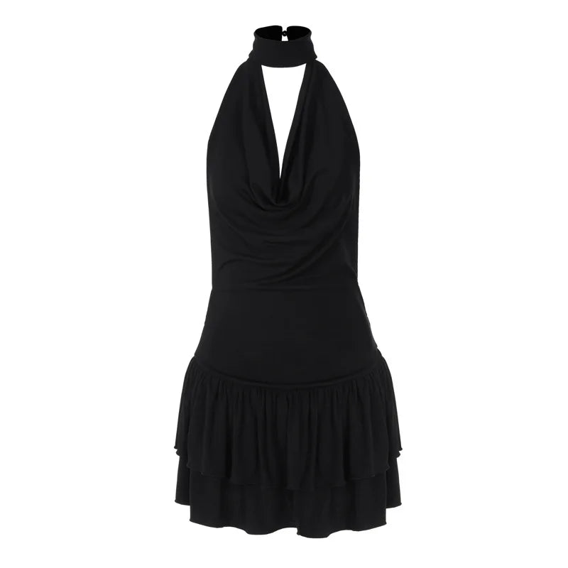Ruffled Golf Mini Dress with Open Back - Rose