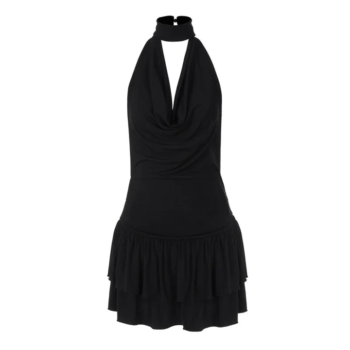 Ruffled Golf Mini Dress with Open Back - Rose