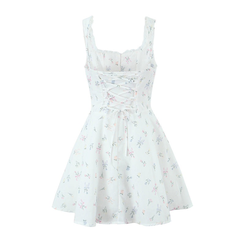 A-line mini dress with button decoration and chest tie - Marom
