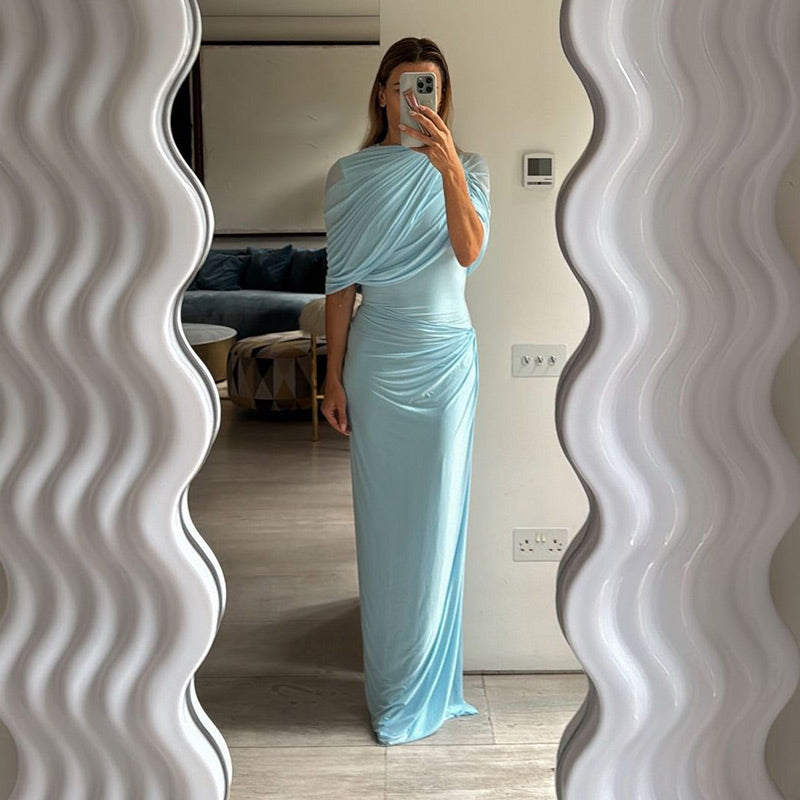 Luxurious Maxi Dress with Pleated Design - Amanda