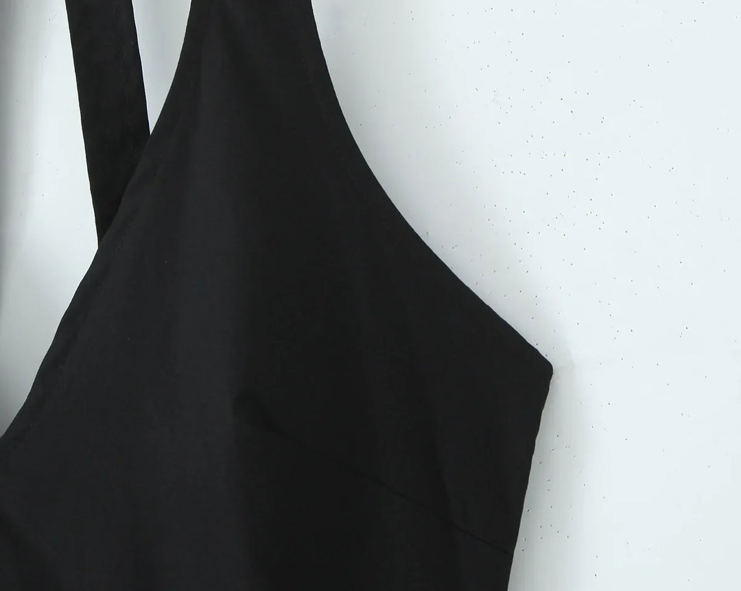 Midi A-line Dress with Neck Tie and Open Back - Makenna