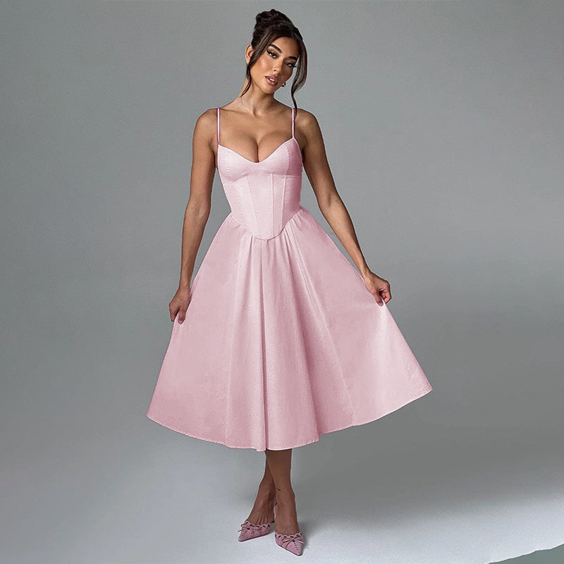 Midi Dress with A-Line and Classic Design - Nataly
