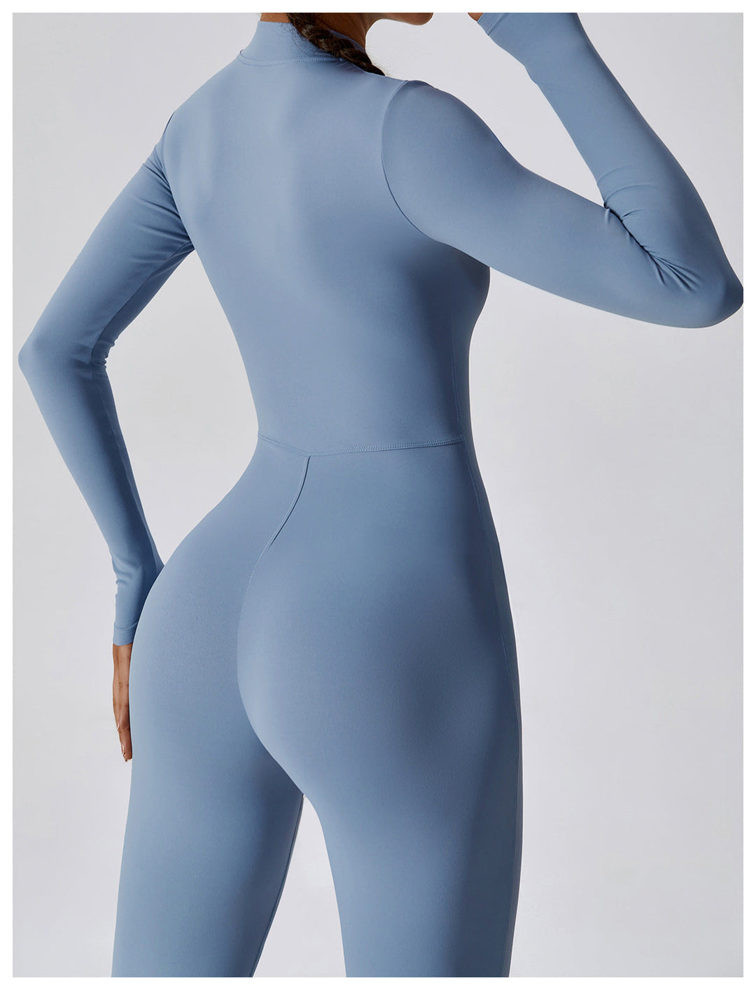 Short/long sporty fitted jumpsuit with shaping fabric and zipper closure - Andi