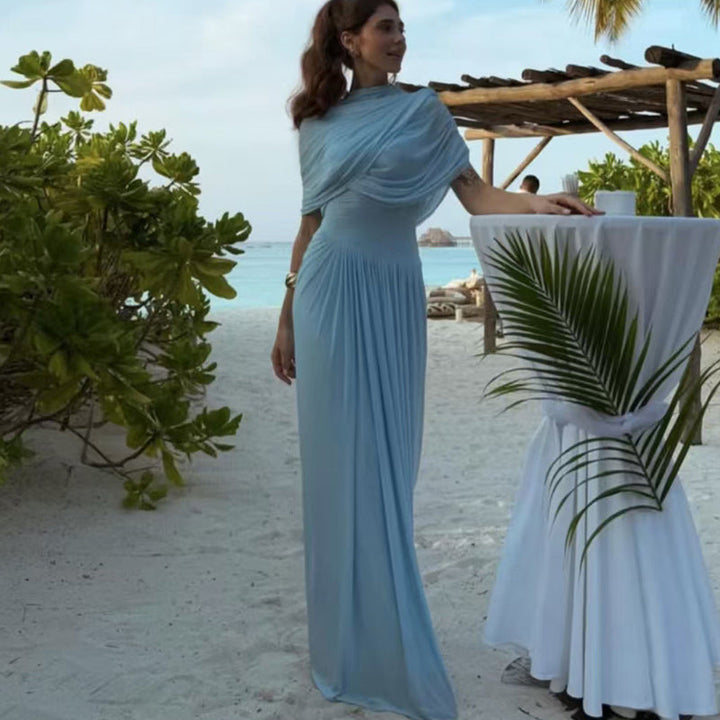 Luxurious Maxi Dress with Pleated Design - Amanda
