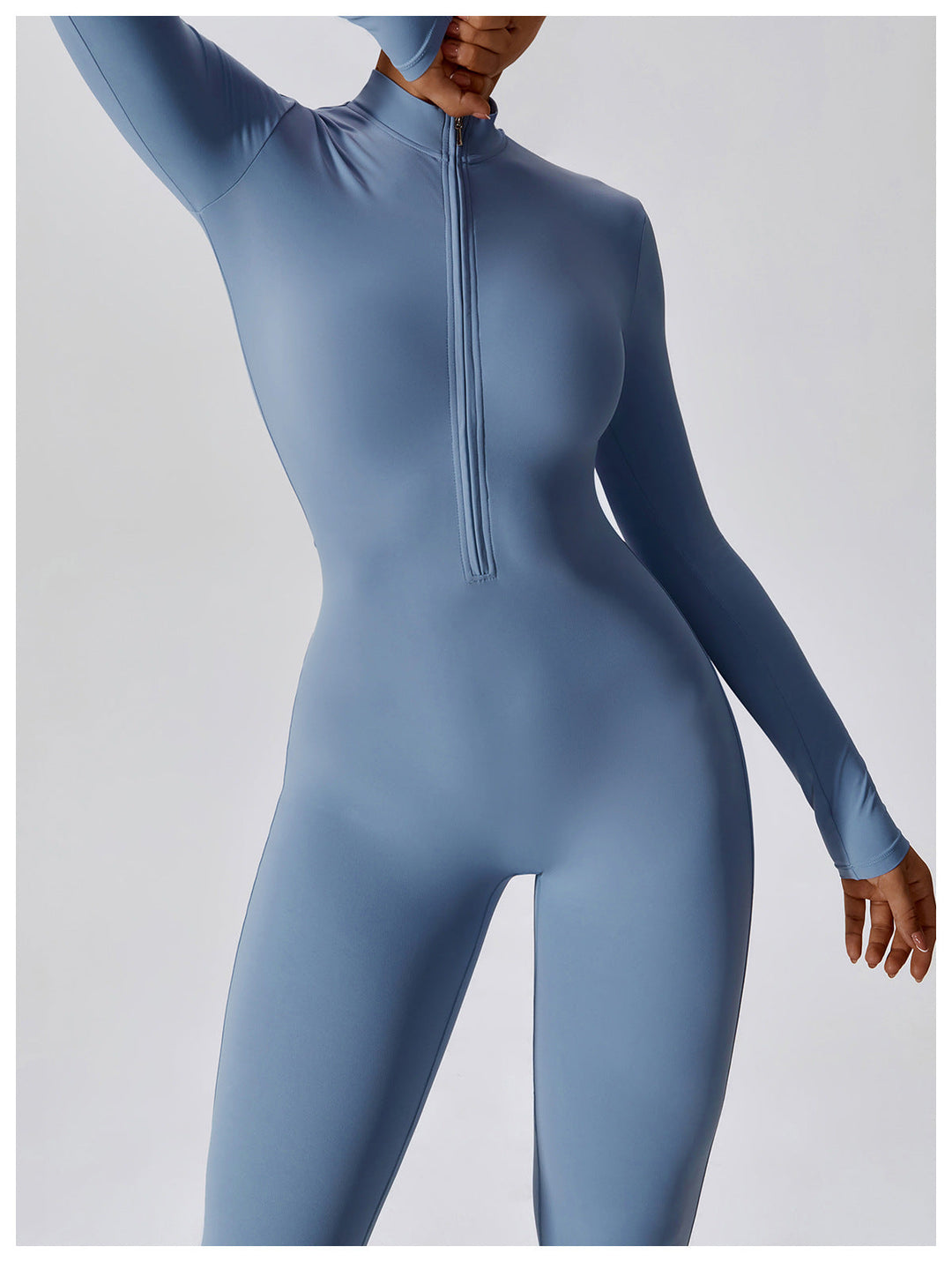 Short/long sporty fitted jumpsuit with shaping fabric and zipper closure - Andi