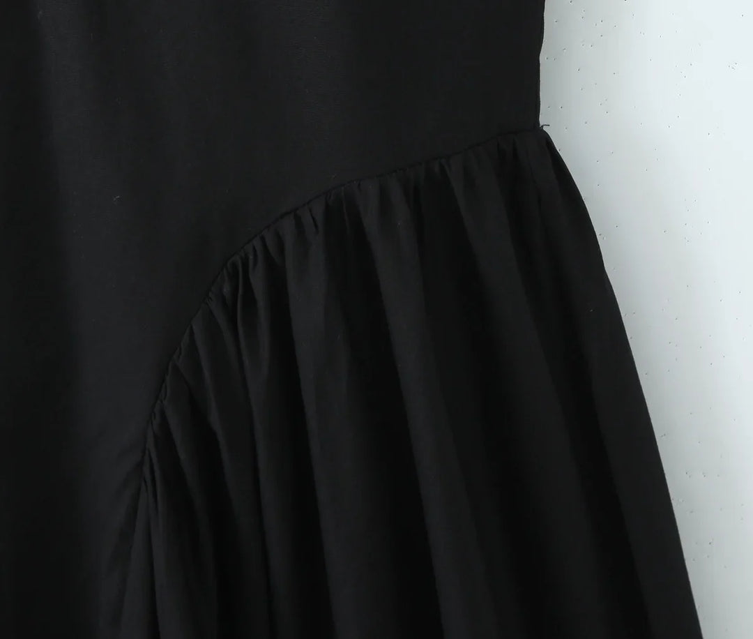 Midi A-line Dress with Neck Tie and Open Back - Makenna
