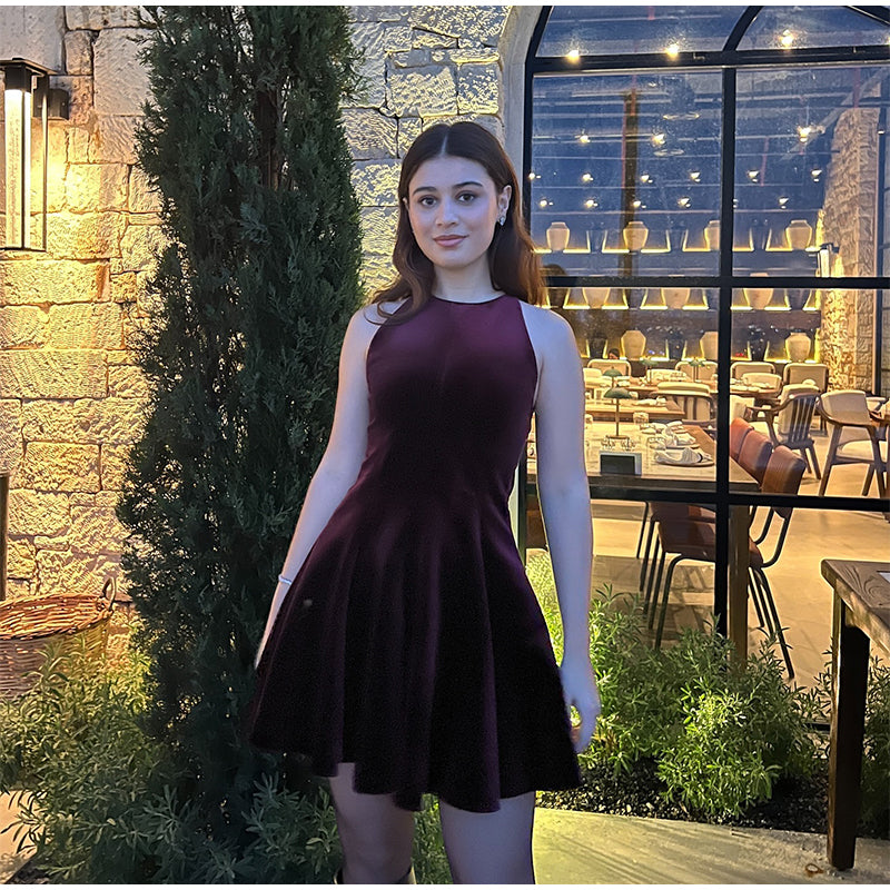 Velvet Mini Dress with A-Line Cut - Sydney