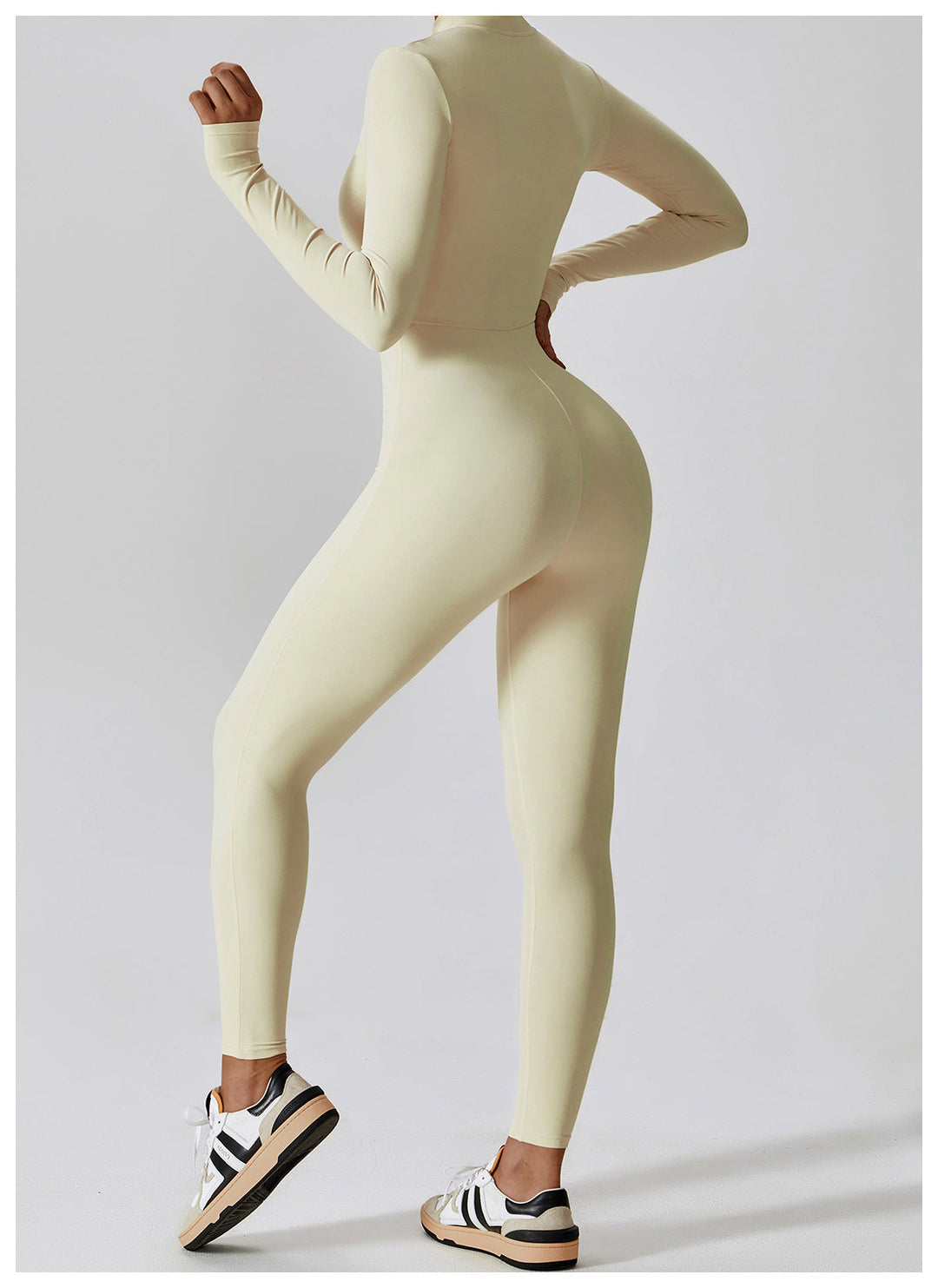 Short/long sporty fitted jumpsuit with shaping fabric and zipper closure - Andi