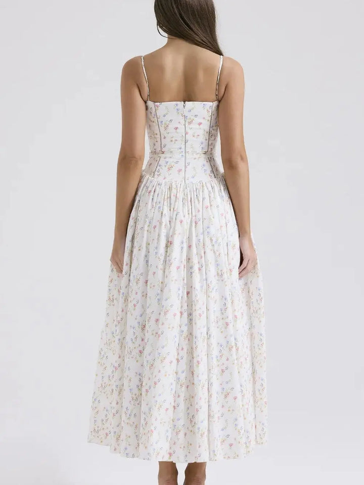 Country Style Maxi Dress with A-Line and Spaghetti Straps - Joelle