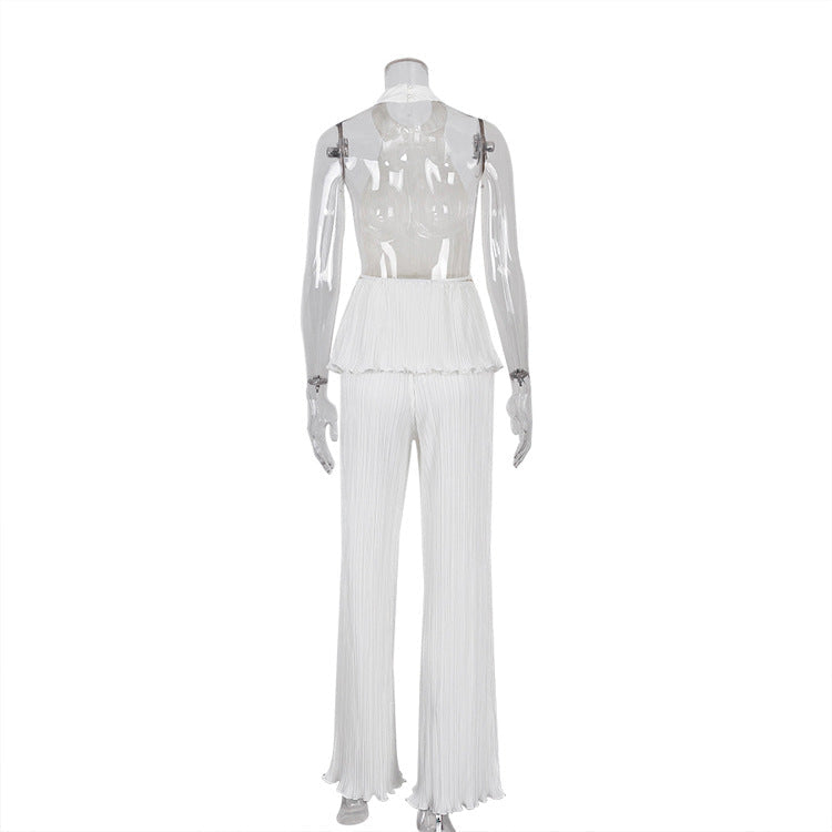 Two-Piece Crepe Suit with Long Pants and Shirt - Milan