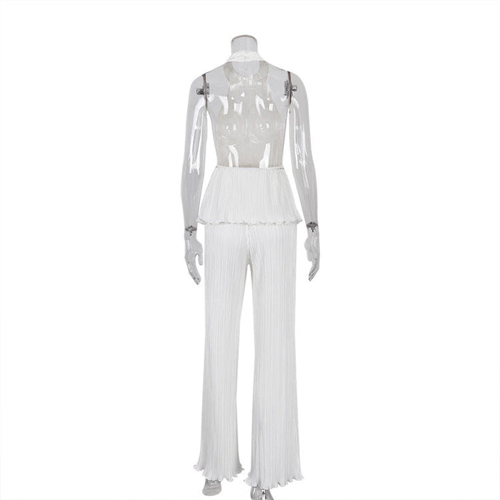 Two-Piece Crepe Suit with Long Pants and Shirt - Milan