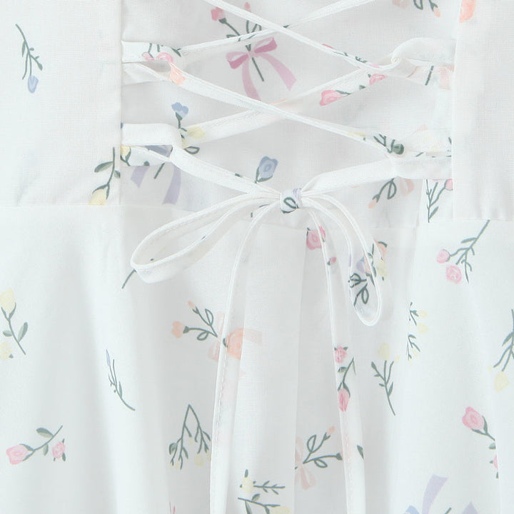 A-line mini dress with button decoration and chest tie - Marom