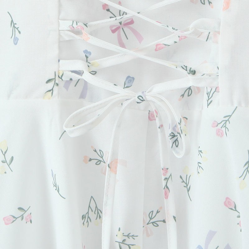 A-line mini dress with button decoration and chest tie - Marom