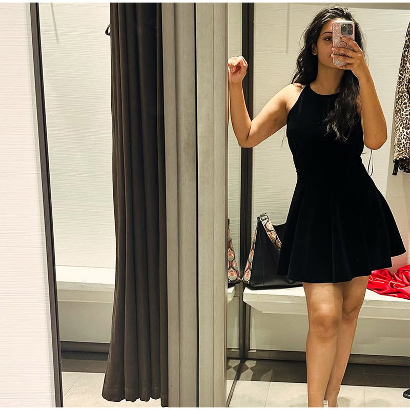 Velvet Mini Dress with A-Line Cut - Sydney
