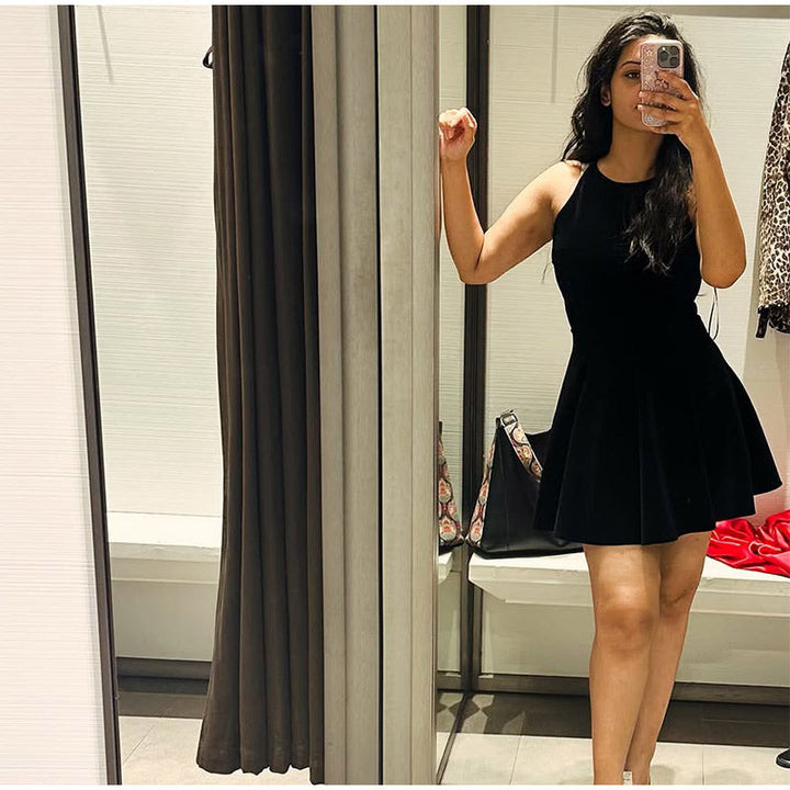 Velvet Mini Dress with A-Line Cut - Sydney