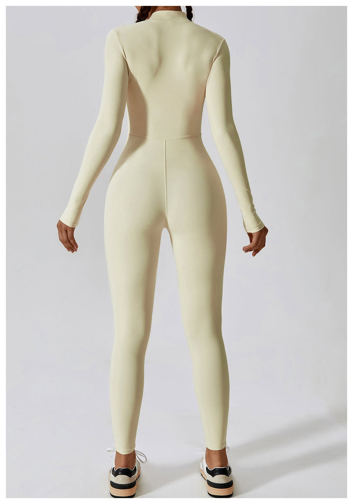 Short/long sporty fitted jumpsuit with shaping fabric and zipper closure - Andi