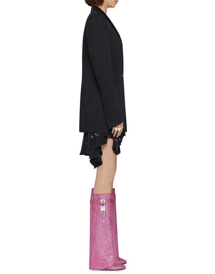 High Heel Boots with Glitter Studs and Lock Detail - Bailey