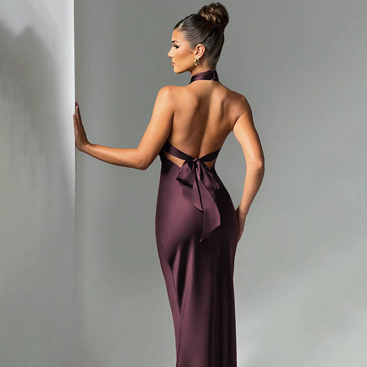 Elegant Maxi Dress with Cross Design and Open Back - Rachel