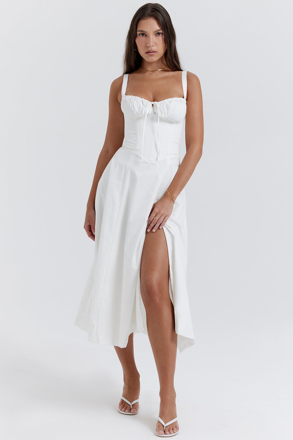 Summer Midi Dress with Rustic Design and Slit Decoration - Angelica