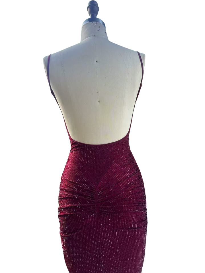 Fitted maxi dress with sparkling sequins and ruching - DIAN