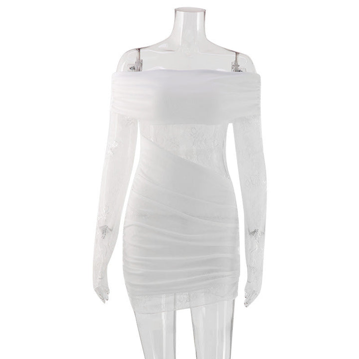 Off-the-shoulder mini dress with a lace design - Dolly