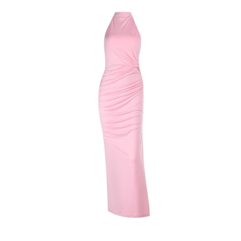 Tie-neck open-back maxi dress - PINKI