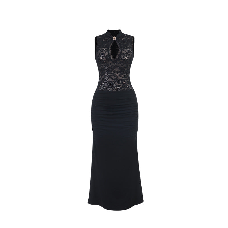CICI maxi dress with lace and buckle detailing