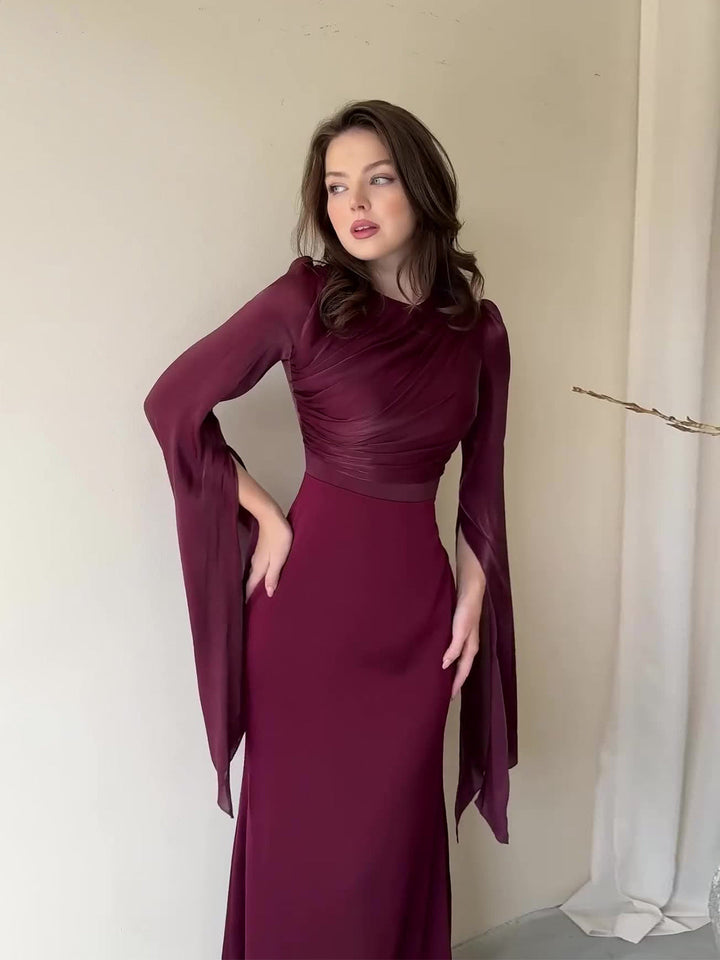 Tamara satin maxi dress with a chiffon design