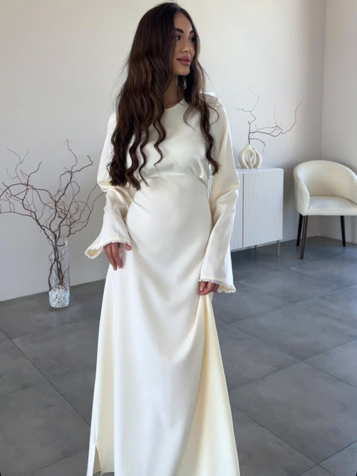 LILI AN elegant satin maxi dress with a back tie