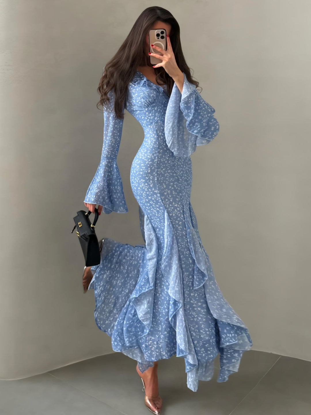 Macy floral ruffle maxi dress