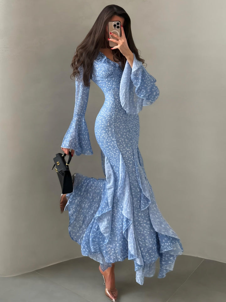 Macy floral ruffle maxi dress