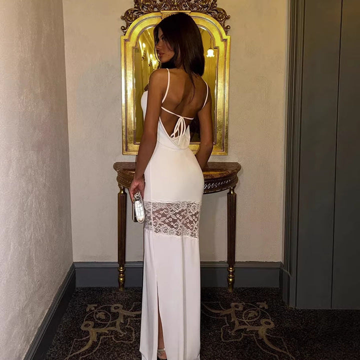 Sam lace-design maxi dress with a tie-up open back