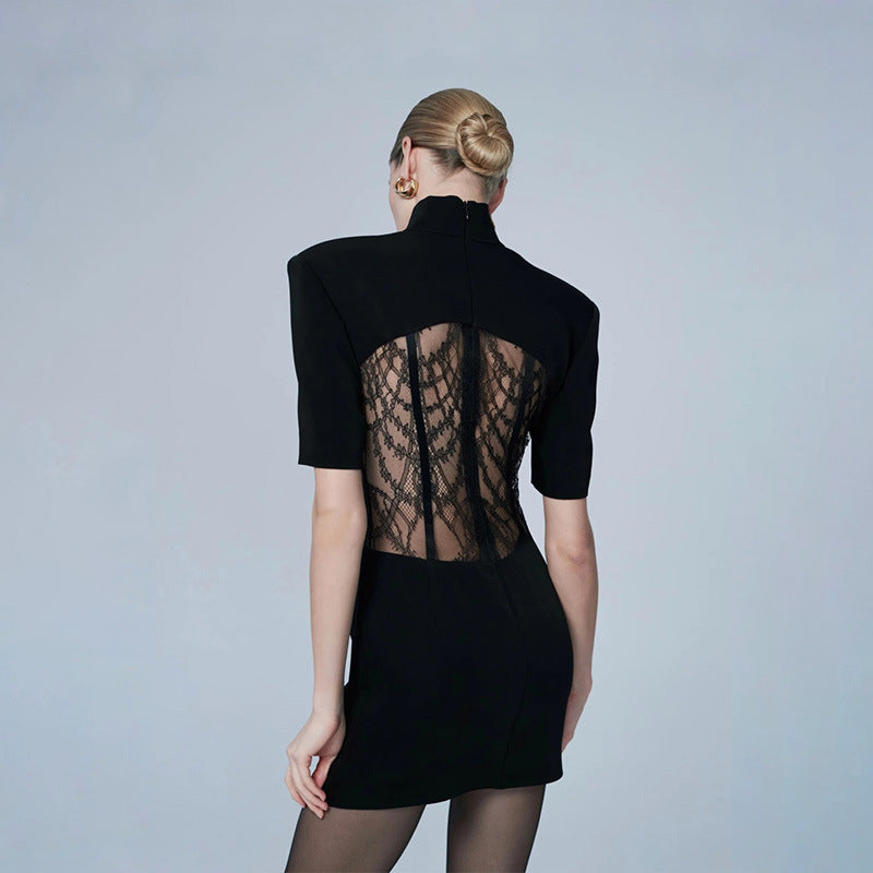Pamela tailored mini dress with lace detailing