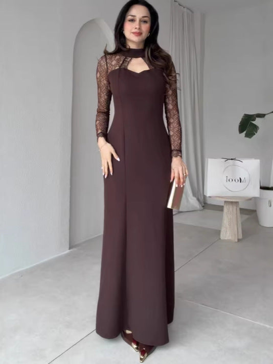 Daria elegant tailored maxi dress with a lace design