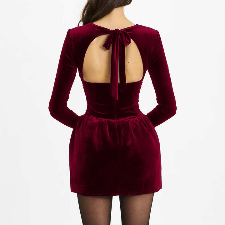 Demi A-line velvet mini dress
