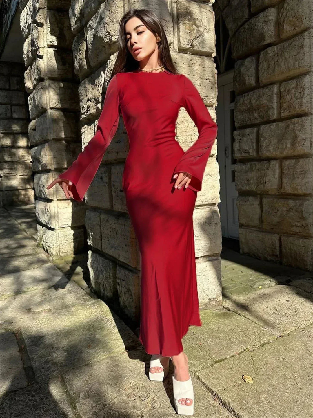 Satin maxi dress - Dekel