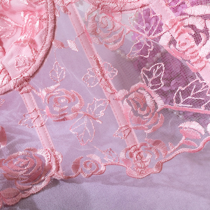 Strapless Mesh Top with Floral Embroidery - Noya Lee