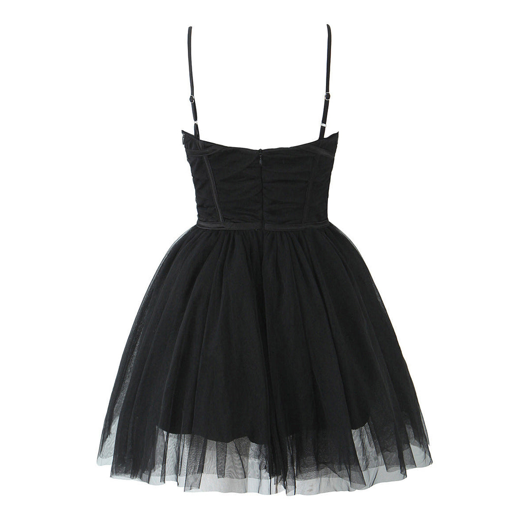 Ballerina mini dress with tulle design in A-line cut - Alicia