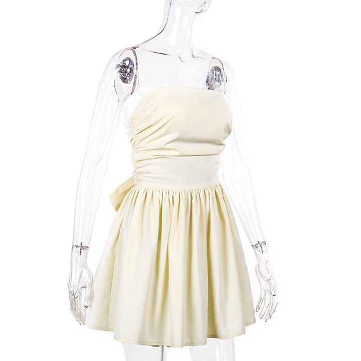 A-Line Strapless Mini Dress with Bow Tie Back - Arbel