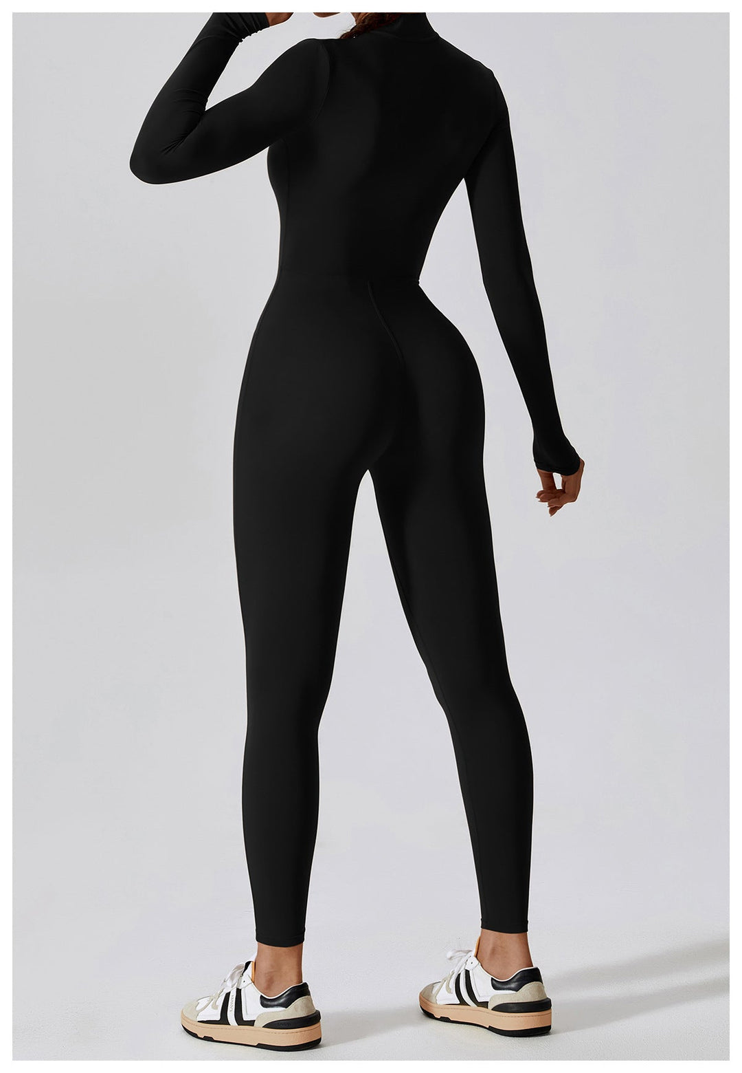 Short/long sporty fitted jumpsuit with shaping fabric and zipper closure - Andi