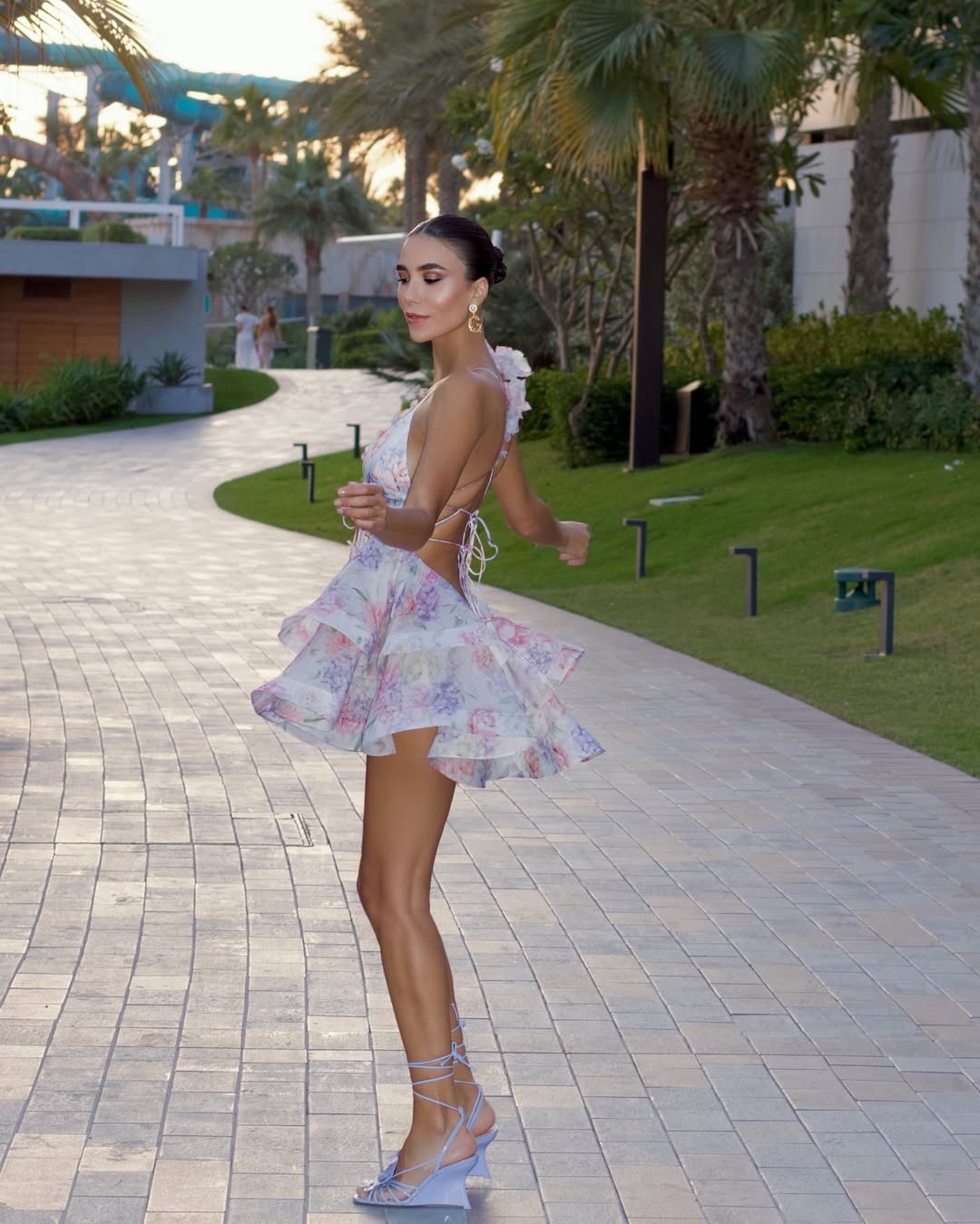 3D Floral Ruffled Mini Dress - Isabella