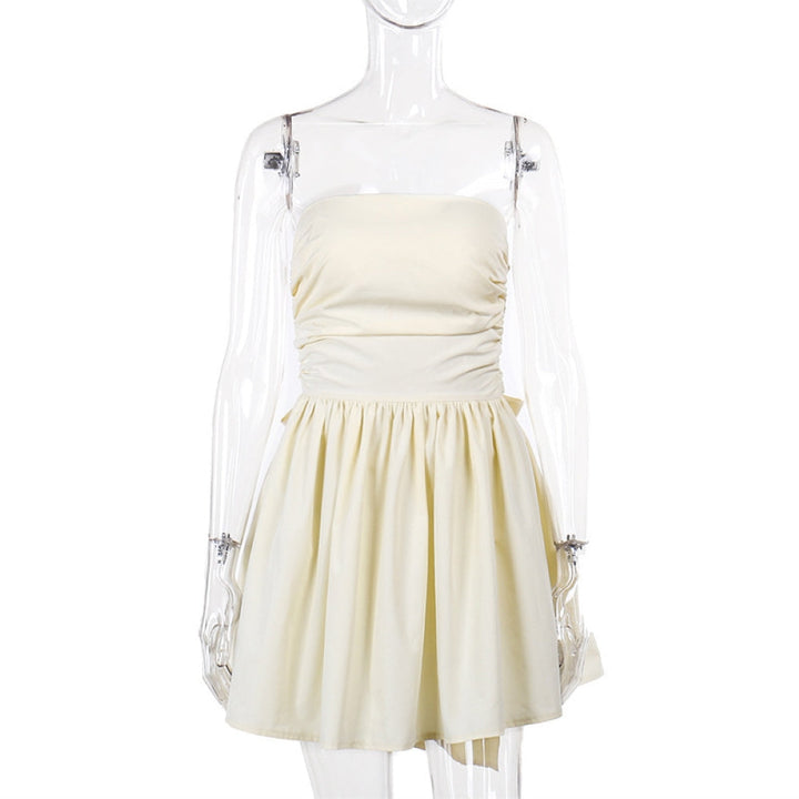 A-Line Strapless Mini Dress with Bow Tie Back - Arbel